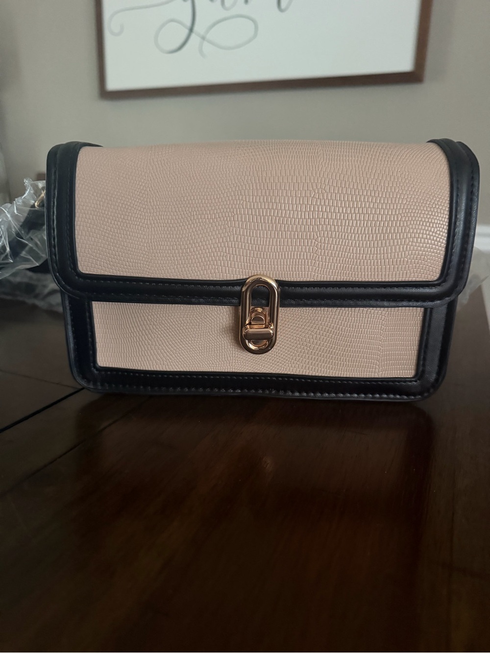 Women’s crossbody cream with Black Trim and Gold Hardware NWT